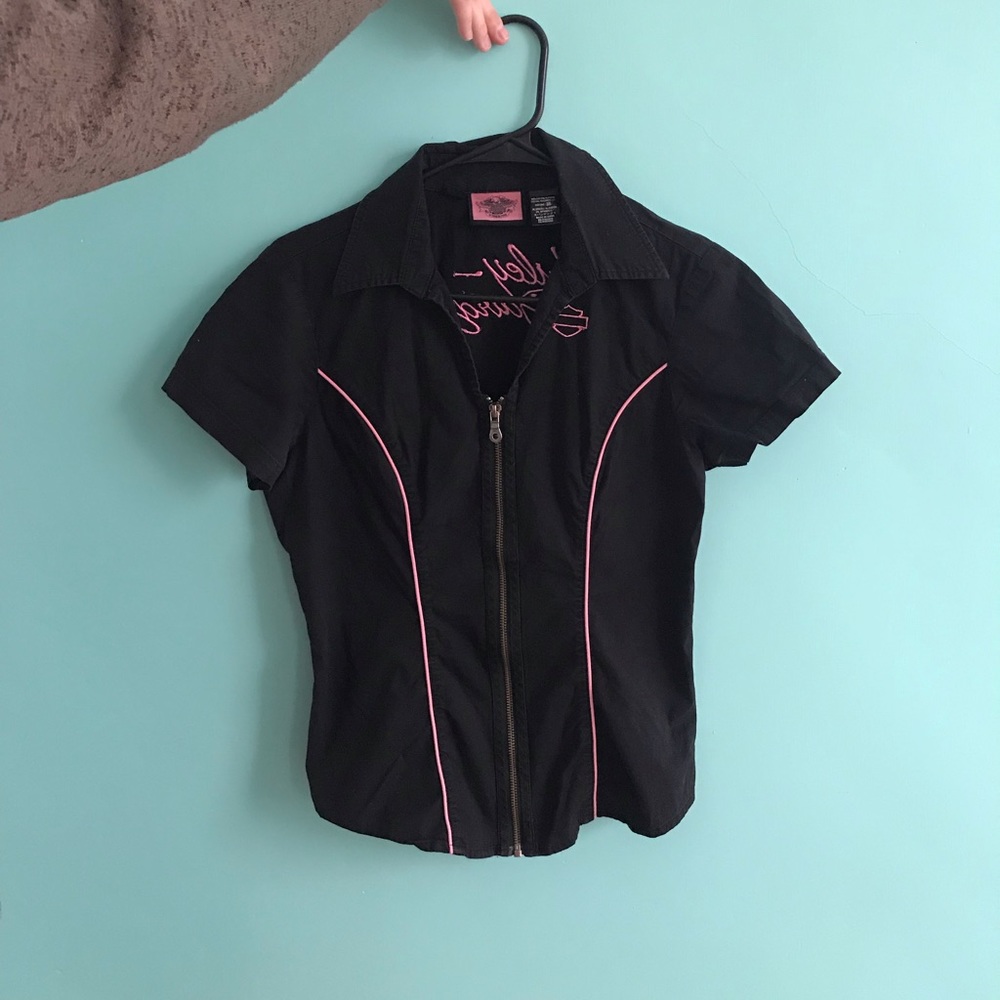 Harley Davidson short sleeve zip up
